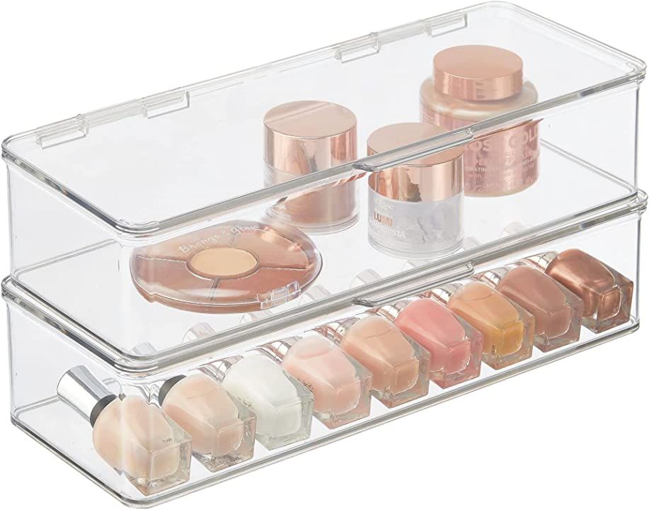 mDesign Makeup Storage Stackable Organizer Box for Bathroom Vanity, Countertops, Drawers - Holds Ble | Amazon (US)