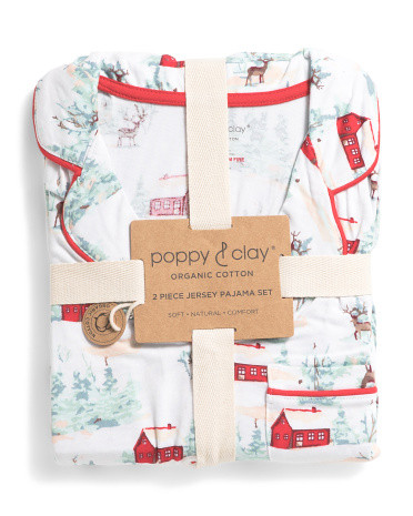 2pc Organic Cotton Packaged Winter Scene Notch Pajama Set | TJ Maxx