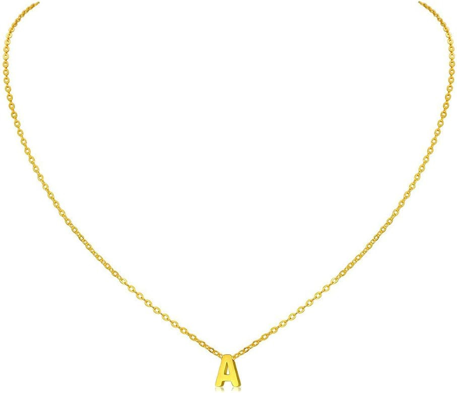 MOMOL Tiny Initial Necklace, 18K Gold Plated Stainless Steel Initial Necklace Dainty Personalized... | Amazon (US)