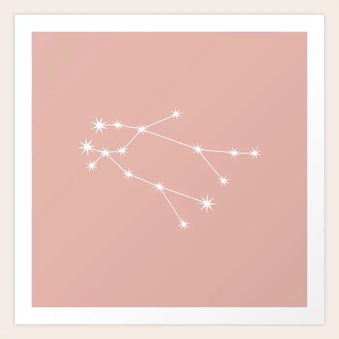 Gemini Zodiac Constellation - Pink Rose Art Print | Society6