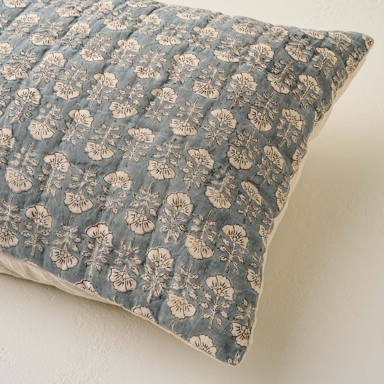 Flora Block Print Pillow Sham - Silver Blue | Magnolia