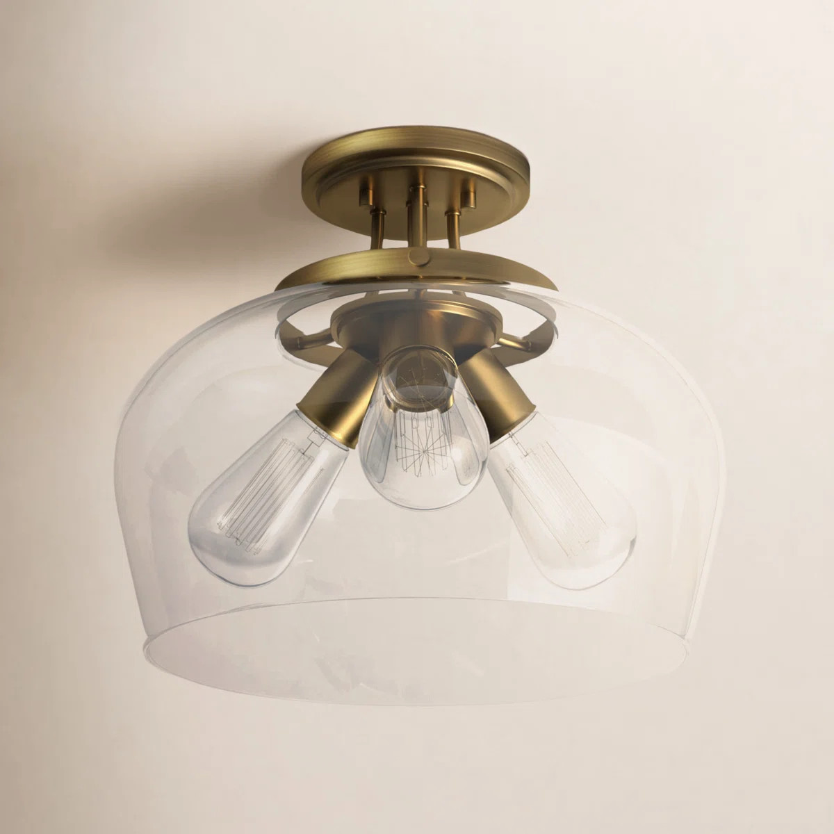 Breena 3 - Light 13" Semi Flush Mount in Warm Brass | Wayfair North America