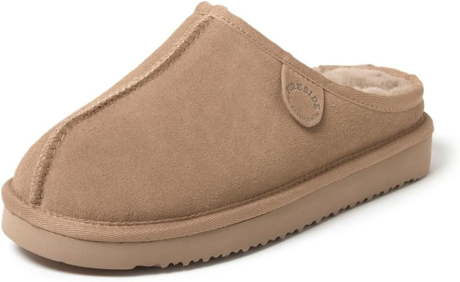 Fireside by Dearfoams Women’s Greta Genuine Shearling Clog Slippers, 100% Natural Suede Clogs f... | Amazon (US)