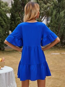V-neck Swing Smock Dress | SHEIN