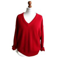 Vintage Red Sweater, Womens Red Sweater, Bright Vneck Womens Simple Made in Sweden, Size L | Etsy (US)