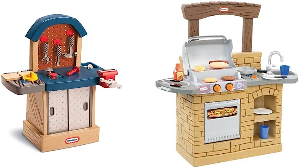 Little Tikes Tough Workshop Beige & Cook 'n Play Outdoor BBQ, Brown | Amazon (US)