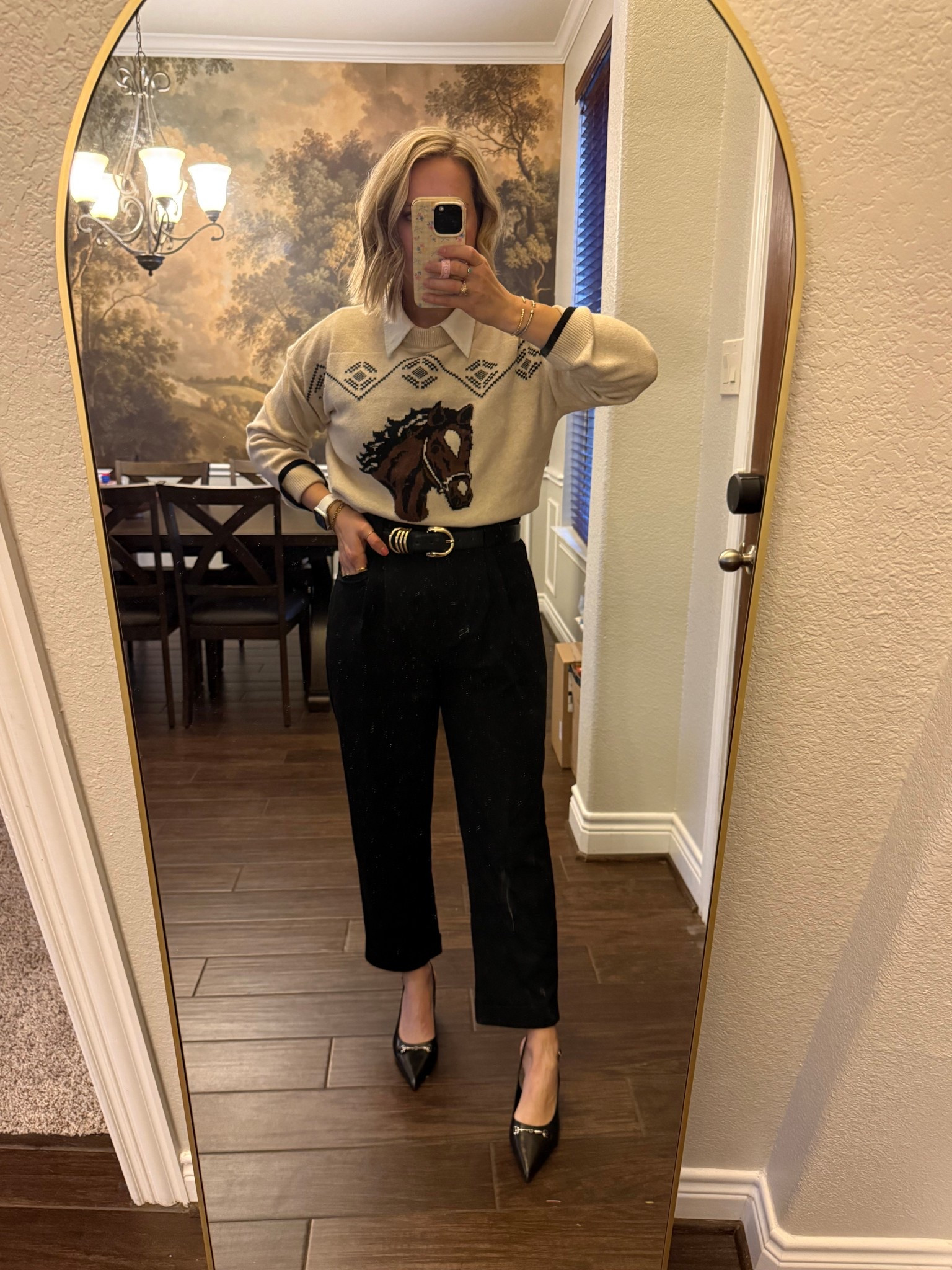 My exact pants are old but I linked some other similar ones. Size small sweater, size small button down. 

Work wear, over 40, work wear style 

#LTKOver40 #LTKWorkwear #LTKootd