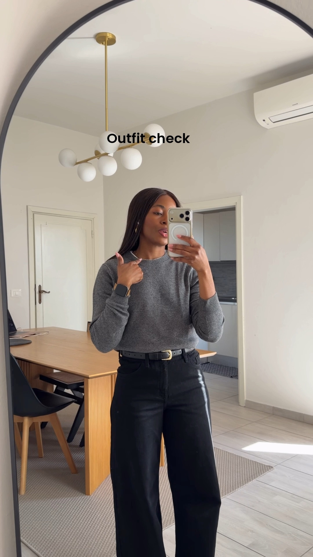 Spring outfit check 🌼Styling a soft Uniqlo grey cashmere sweater with Mango black high waisted wide soft jeans and my red Vivaia Mary Jane flats for a pop of color ❤️ The perfect balance of neutral basics and statement shoes  effortless, chic, and easy to wear on repeat. 
Jeans EUR 34
Sweater Size S

#RedFlats #MaryJaneFlats #Vivaia #VivaiaShoes 

Red mary jane flats outfit
vivaia shoes review/outfit
how to style red flats

#LTKSeasonal #LTKU #LTKPetite