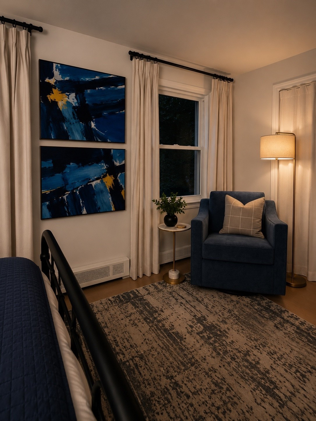 Cozy reading nook inspo in navy bedroom

#LTKHome