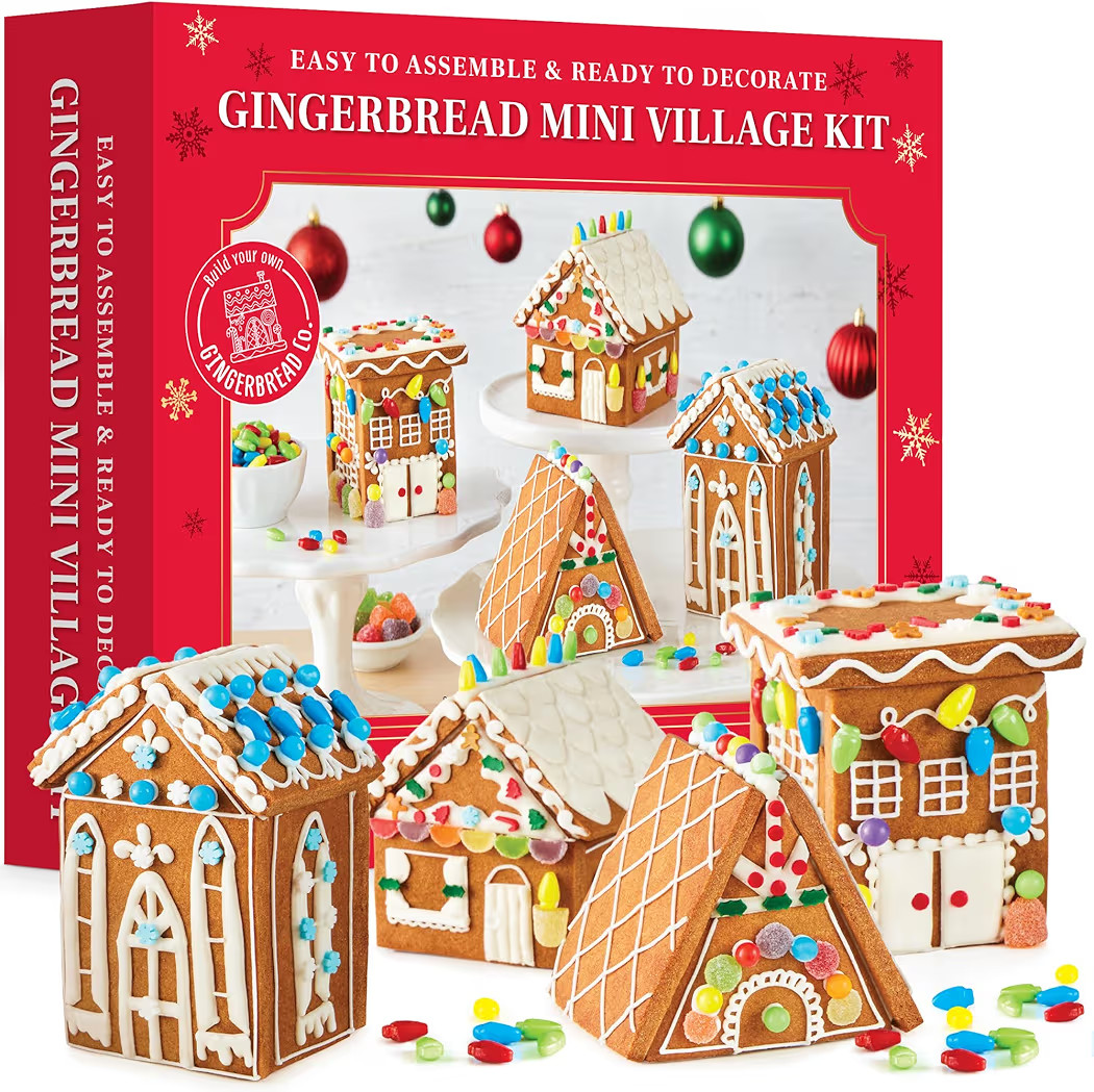 Gingerbread House Kit Mini Village – Set of 4 DIY Christmas Cookie Decorating Kits, Easy to Ass... | Amazon (US)