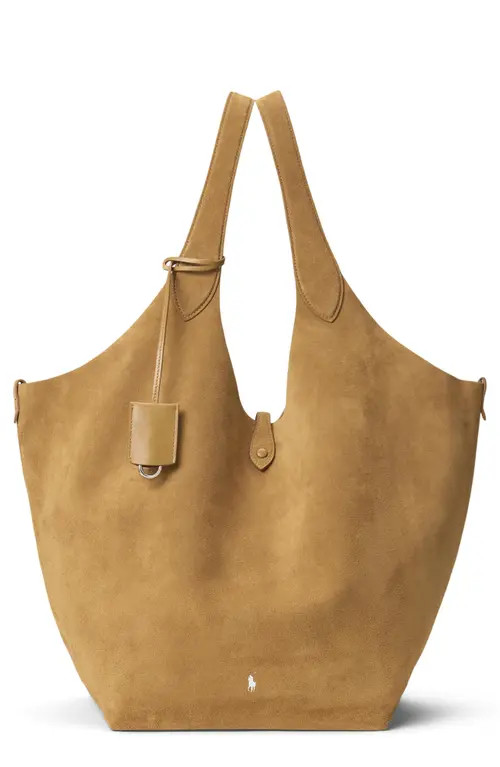 Polo Ralph Lauren Large Polo Play Suede Tote in Caramel at Nordstrom | Nordstrom