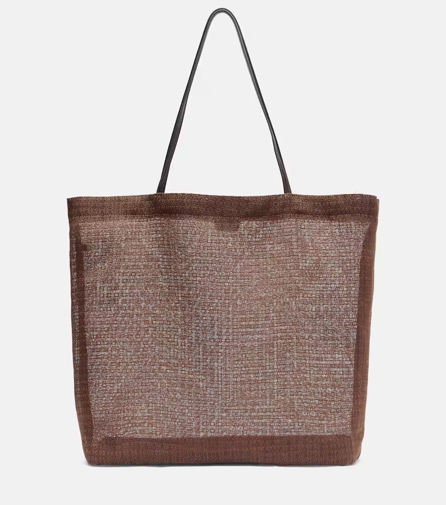 The Row Barn leather-trimmed mesh tote bag | Mytheresa (US/CA)