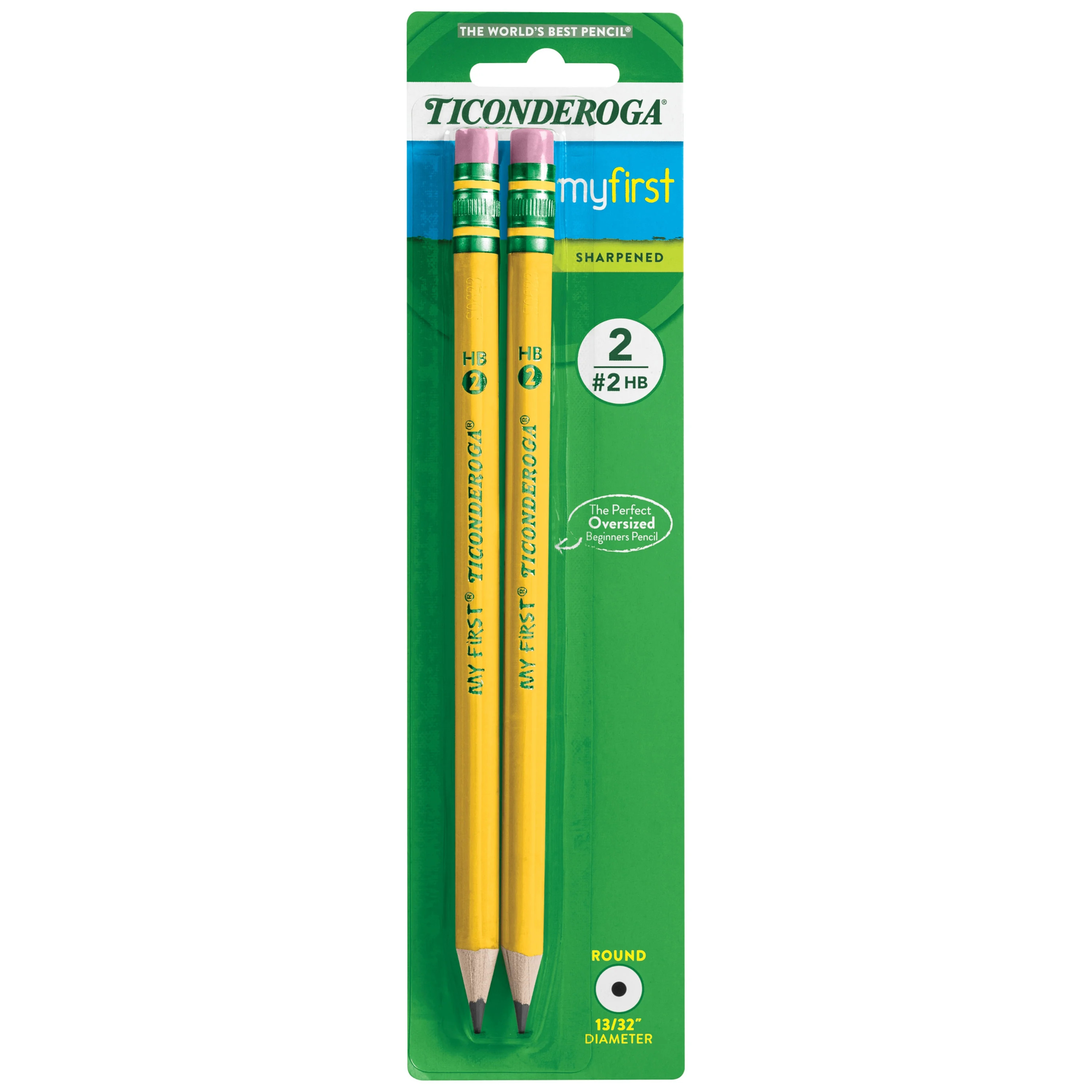Ticonderoga My First Beginner Pencils, Sharpened #2 Lead, Yellow, 2 Count | Walmart (US)