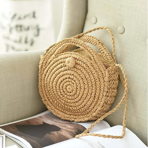 Peroptimist Crossbody Straw Bag, Straw Handbag Women Handwoven Round Rattan Bag Shoulder Bag Summ... | Walmart (US)