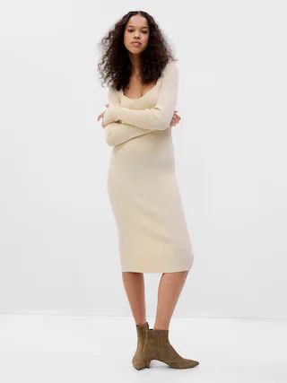 Sweetheart Rib Midi Sweater Dress | Gap (US)