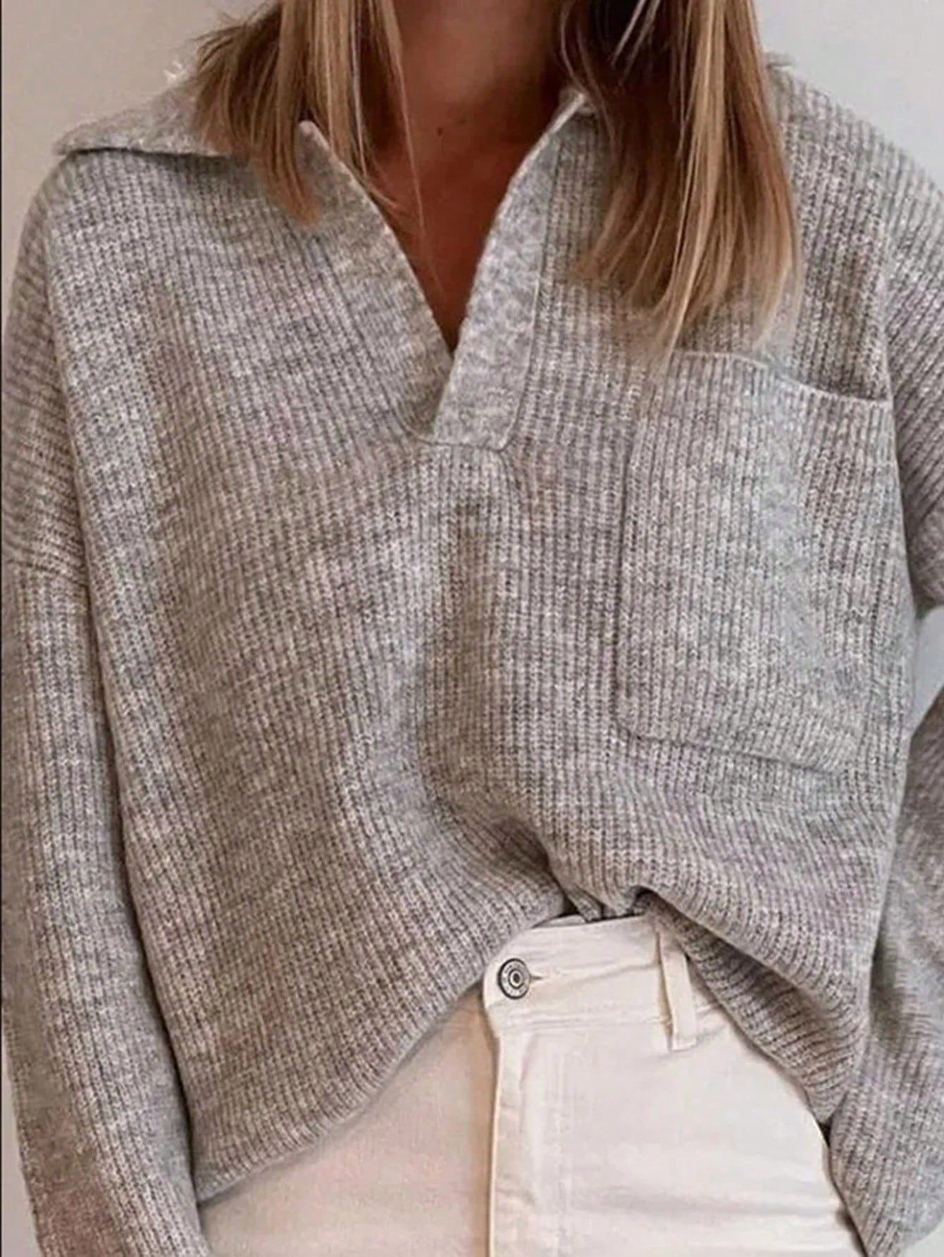 SHEIN EZwear Plus Size Women's Fall Solid Color Minimalist Crew Neck Long Sleeve Sweater | SHEIN