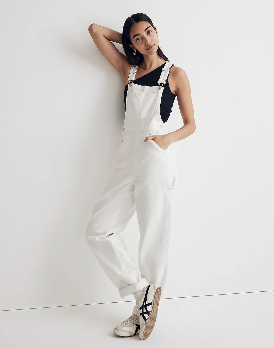 Denim Oversized Carpenter Overalls in Tile White | Madewell