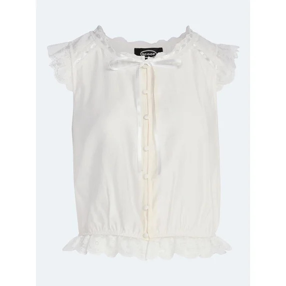 Scoop Women’s Day Lace Trim Top, Sizes XS-XXL | Walmart (US)