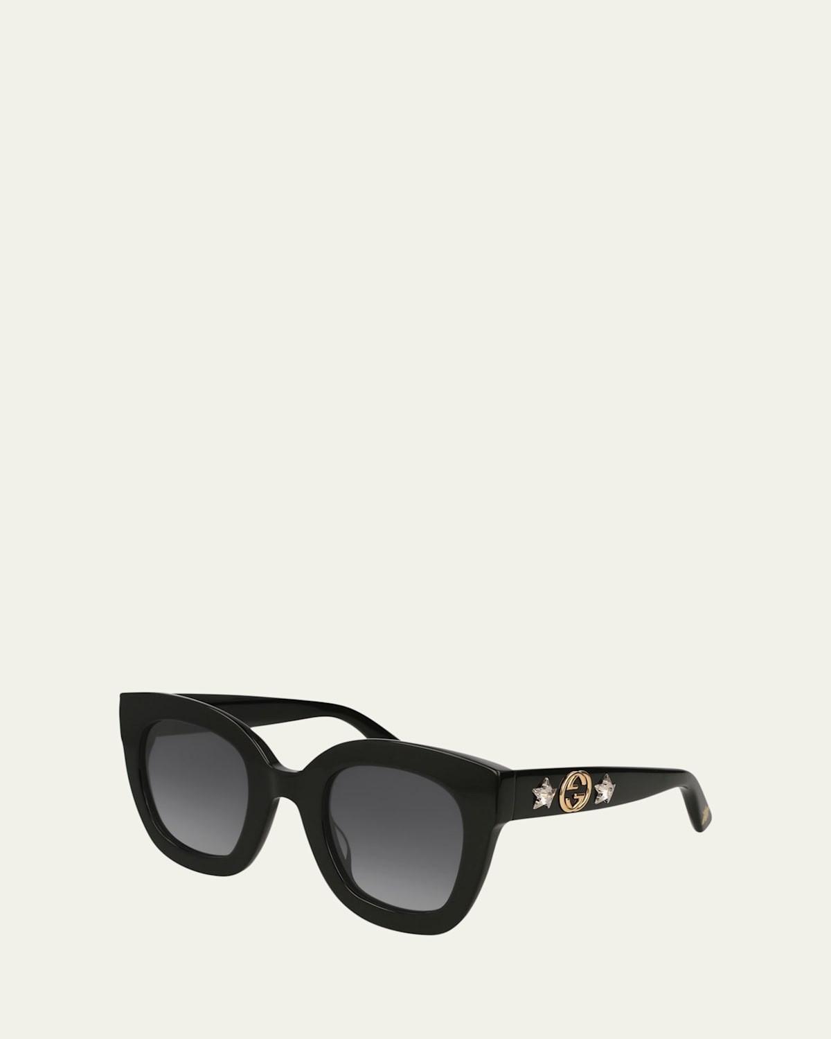Rectangle Acetate GG Sunglasses w/ Crystal Stars, Brown Pattern | Bergdorf Goodman