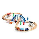 SainSmart Jr. Wooden Train Set Figure 8 for Toddlers Kids with Train Tracks Bridge Fits Brio, Thomas | Amazon (US)