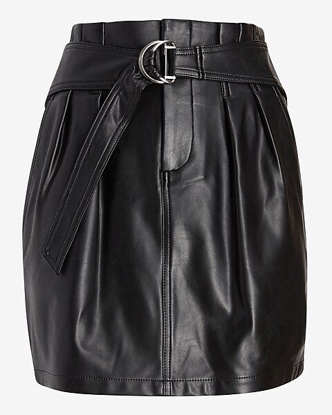 Faux Leather Belted Mini Skirt | Express