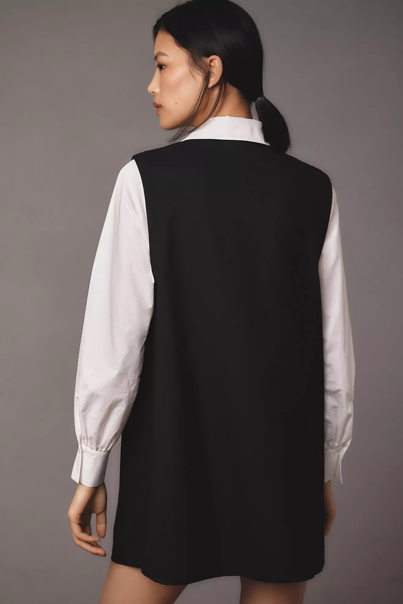 Maeve Long-Sleeve Twofer Pinafore Mini Dress | Anthropologie (US)