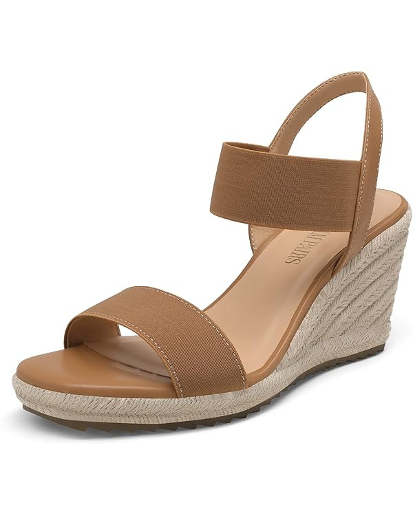 DREAM PAIRS Womens Open Toe Espadrilles Dressy Platform Sandals Slip on Elastic Ankle Strap Wedge... | Amazon (US)