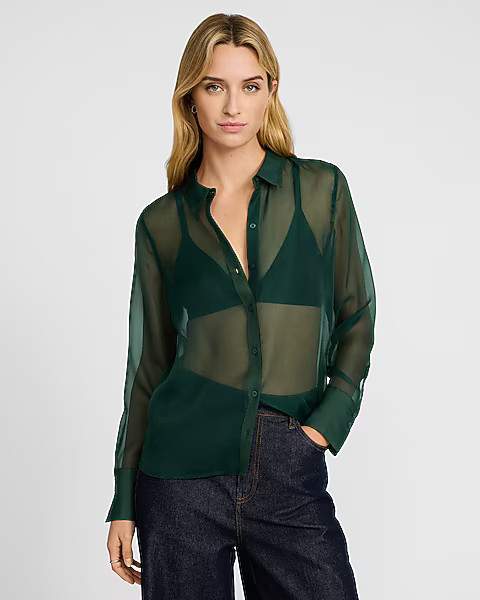 Sheer Crepe Portofino Shirt | Express