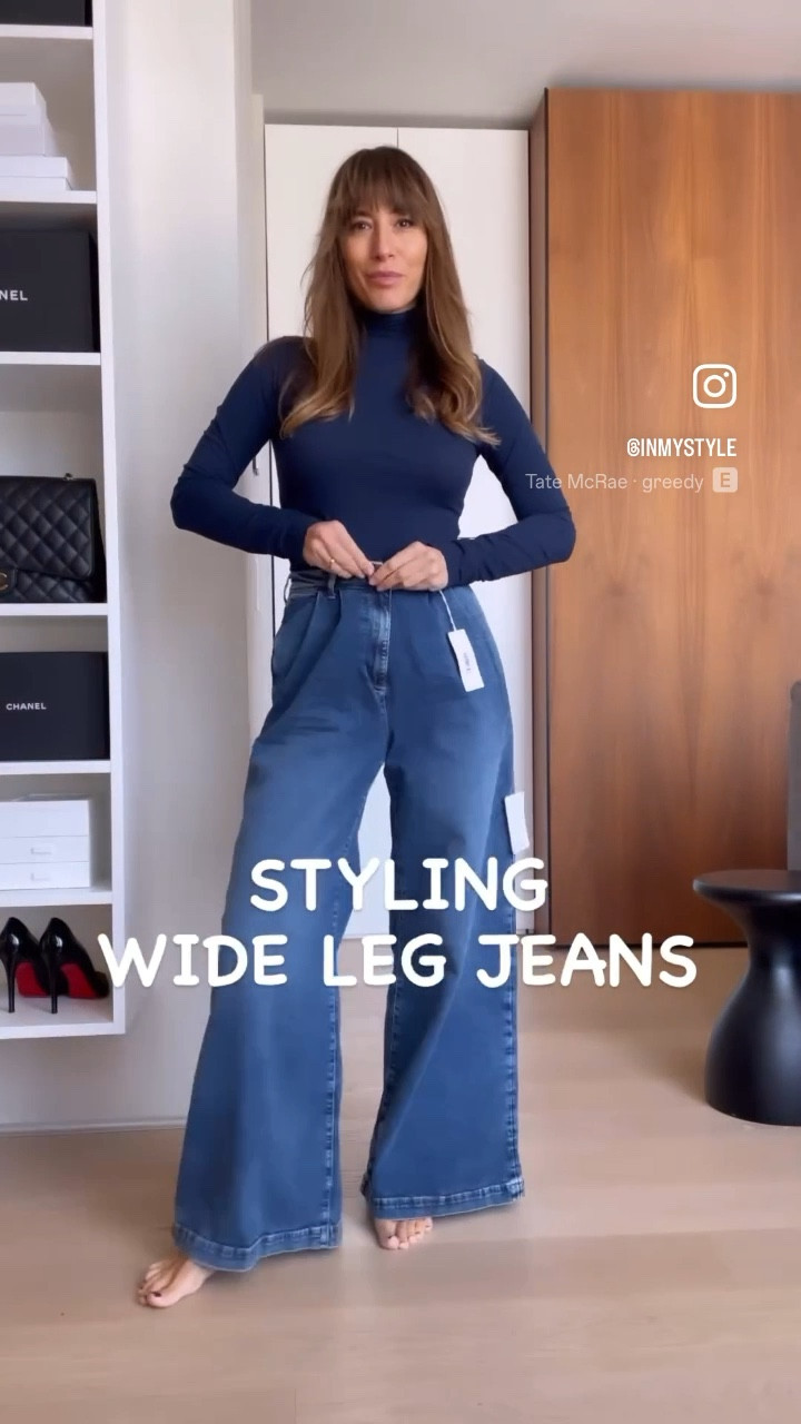 Styling these super comfy wide-leg jeans! They are true to size, I’m wearing a 26. The cotton turtleneck is so soft and lightweight and the color is just amazing.  I’m wearing a XS. 

#LTKstyletip #LTKover40 #LTKeurope