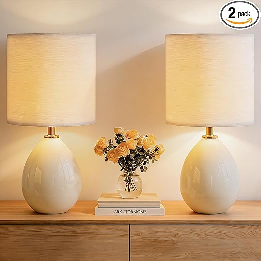 18.5" Table Lamps Set of 2 for Living Room Bedroom, Bedside Lamps for Night Stands, Desk Nightsta... | Amazon (US)
