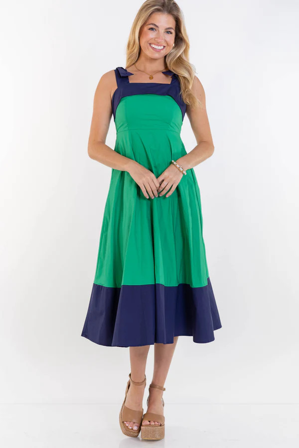 Forever Starts Here Green Colorblock Midi Dress | The Mint Julep Boutique