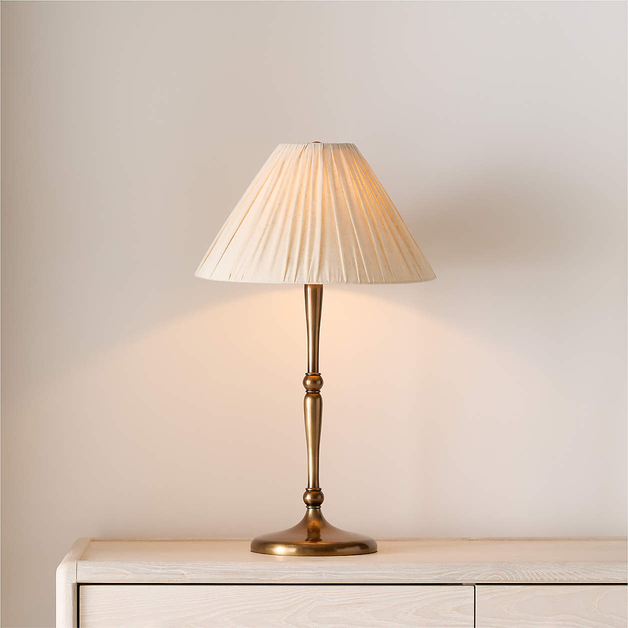 Solenne Metal Table Lamp with Pleated Fabric Shade 25.5" | Crate & Barrel | Crate & Barrel