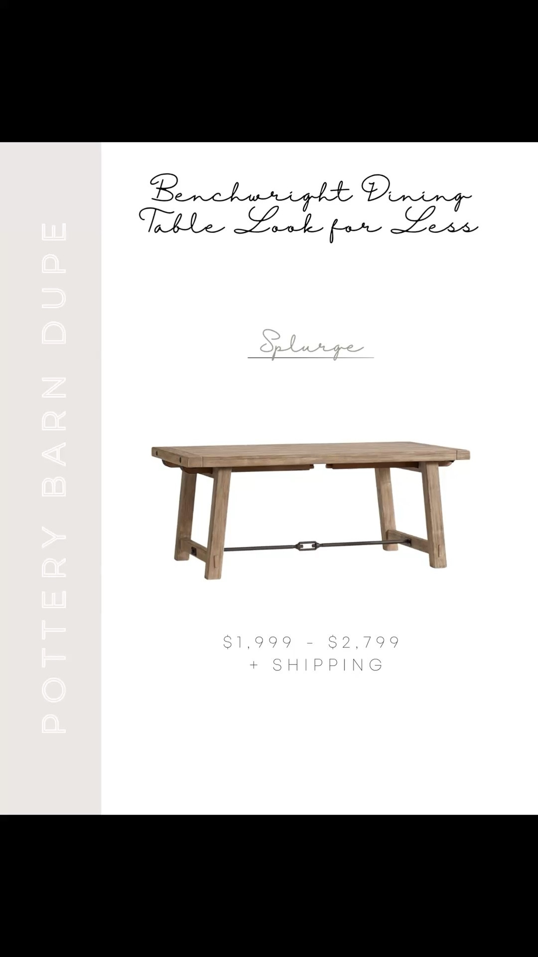 The Pottery Barn Benchwright dining table is stunning, but at $1,999–$2,799 it's a big investment. I found a look-for-less option that gives you the same farmhouse-style, warm wood look for significantly less, and it's currently in stock. Linking it here so you can easily compare 🤍


#LTKSaleAlert #LTKHome