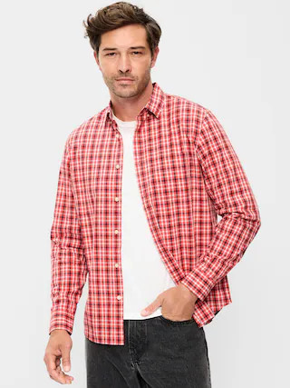 Classic Fit Everyday Plaid Poplin Shirt | Old Navy (US)