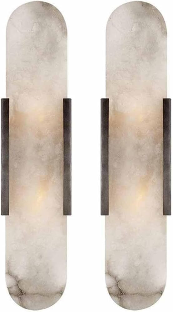 Black Bathroom Vanity Light Fixtures Alabaster Sconce White Stone Wall Mount Lamp for Bedroom Liv... | Amazon (US)