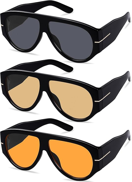 Oversized Retro Aviator Sunglasses for Women Men Trend 70s Thick Classic Vintage Style Sun Glasse... | Amazon (US)