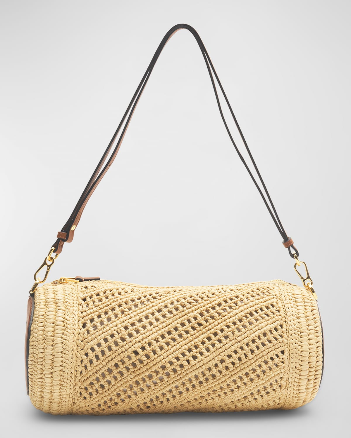 x Paula's Ibiza Bracelet Pouch in Raffia with Leather Strap | Neiman Marcus