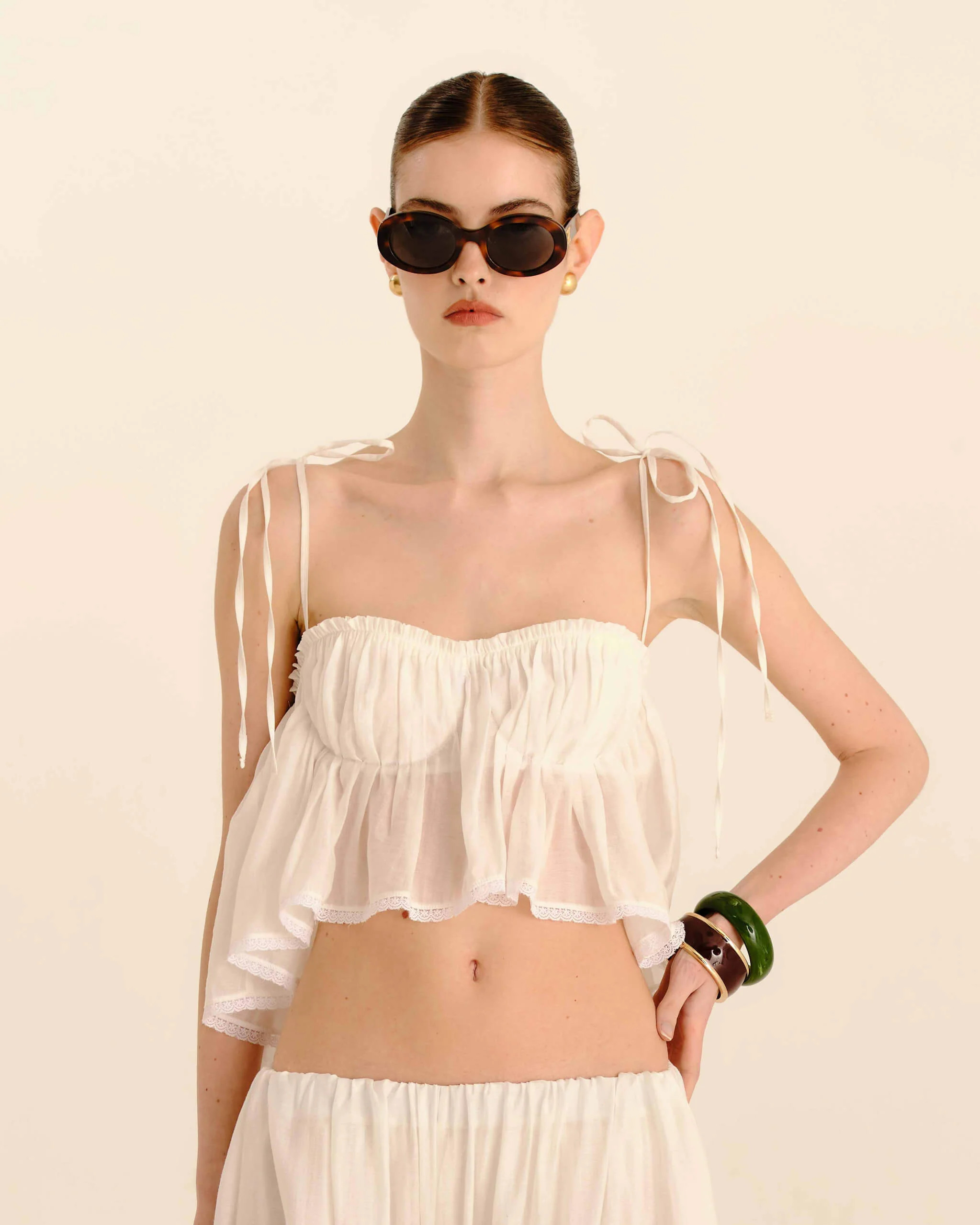 Bustier Frill Top - Ivory Cream | Leny Clo (Global)