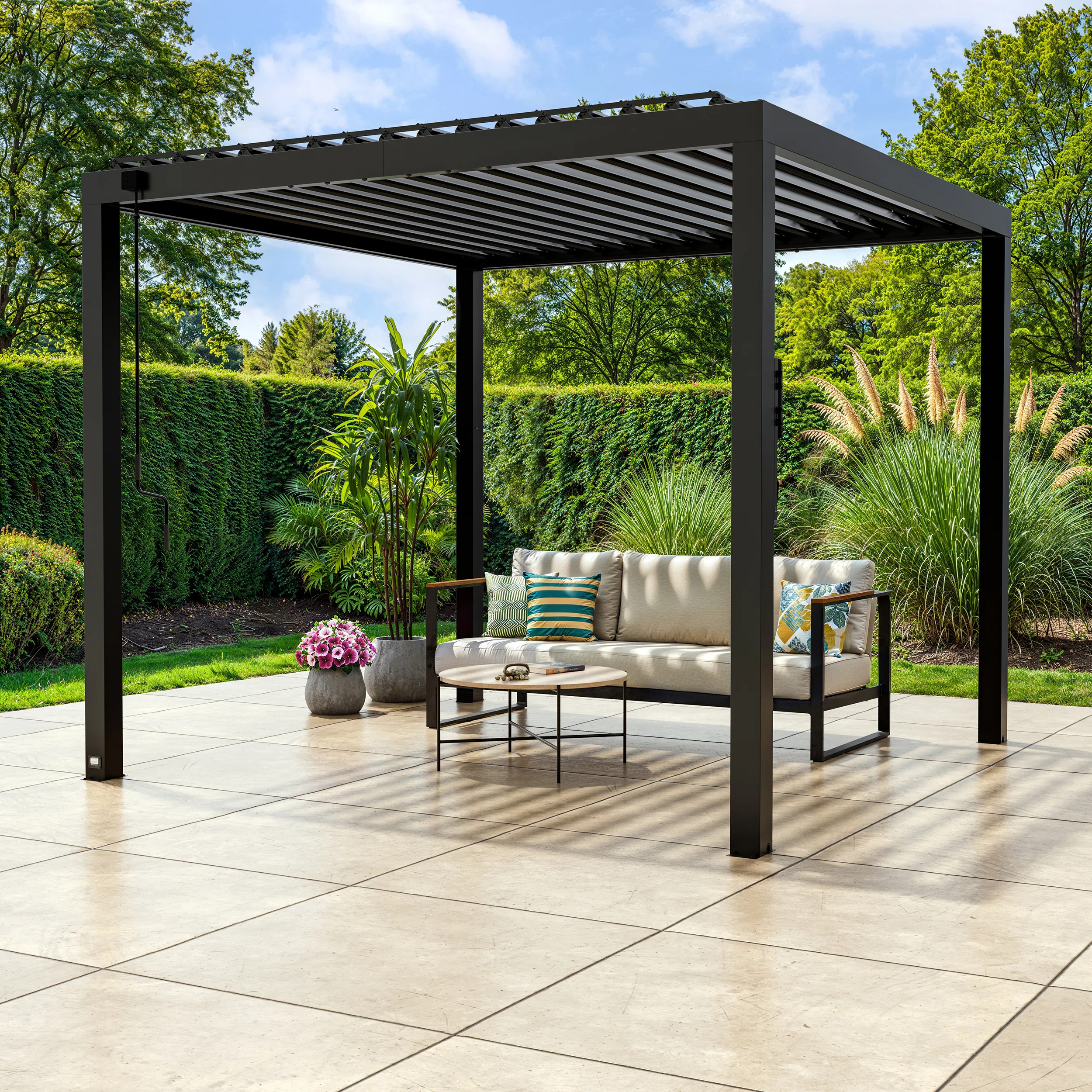 Backyard Discovery Sarasota 10' x 10' Galvanized Steel Outdoor Louvered Pergola Kit with Adjustab... | Wayfair North America