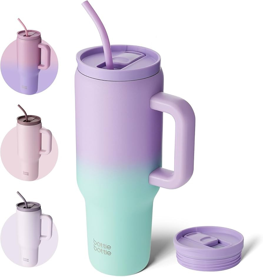 BOTTLE BOTTLE 40 oz Tumbler with Handle and Straw, Stainless Steel Vacuum Travel Mug,Car Cup, wat... | Amazon (US)