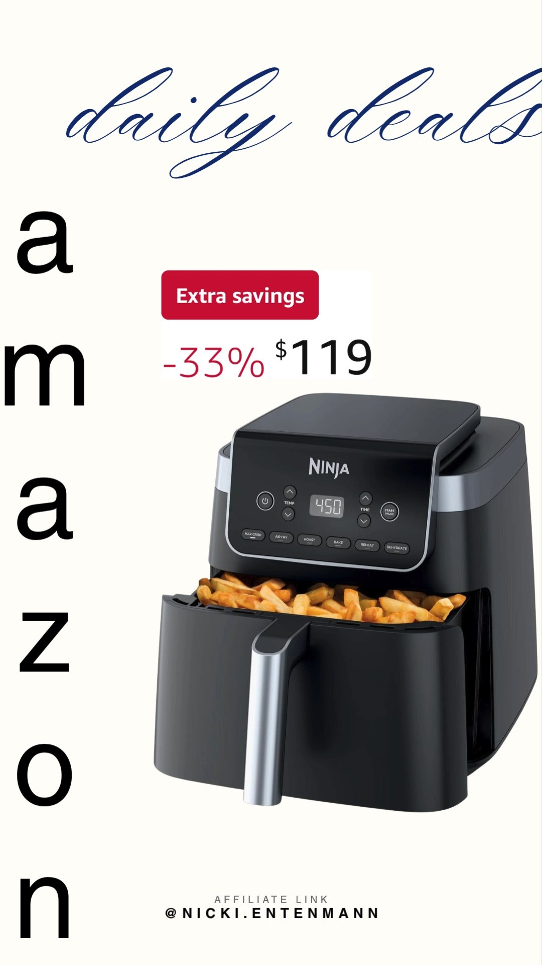 Crispy cravings meet easy cooking with the Ninja XL Air Fryer featuring MaxCrisp technology. Quick meals, golden fries, and tasty bites come out perfectly every time. 🍟🔥👌  

#NinjaXLAirFryer #MaxCrisp #AirFryerRecipes #KitchenAppliances #HealthyCooking #HomeCooking #CookingEssentials #KitchenTools #FoodieFavorites #QuickMeals 

 #LTKfoodie #LTKHome #LTKSaleAlert