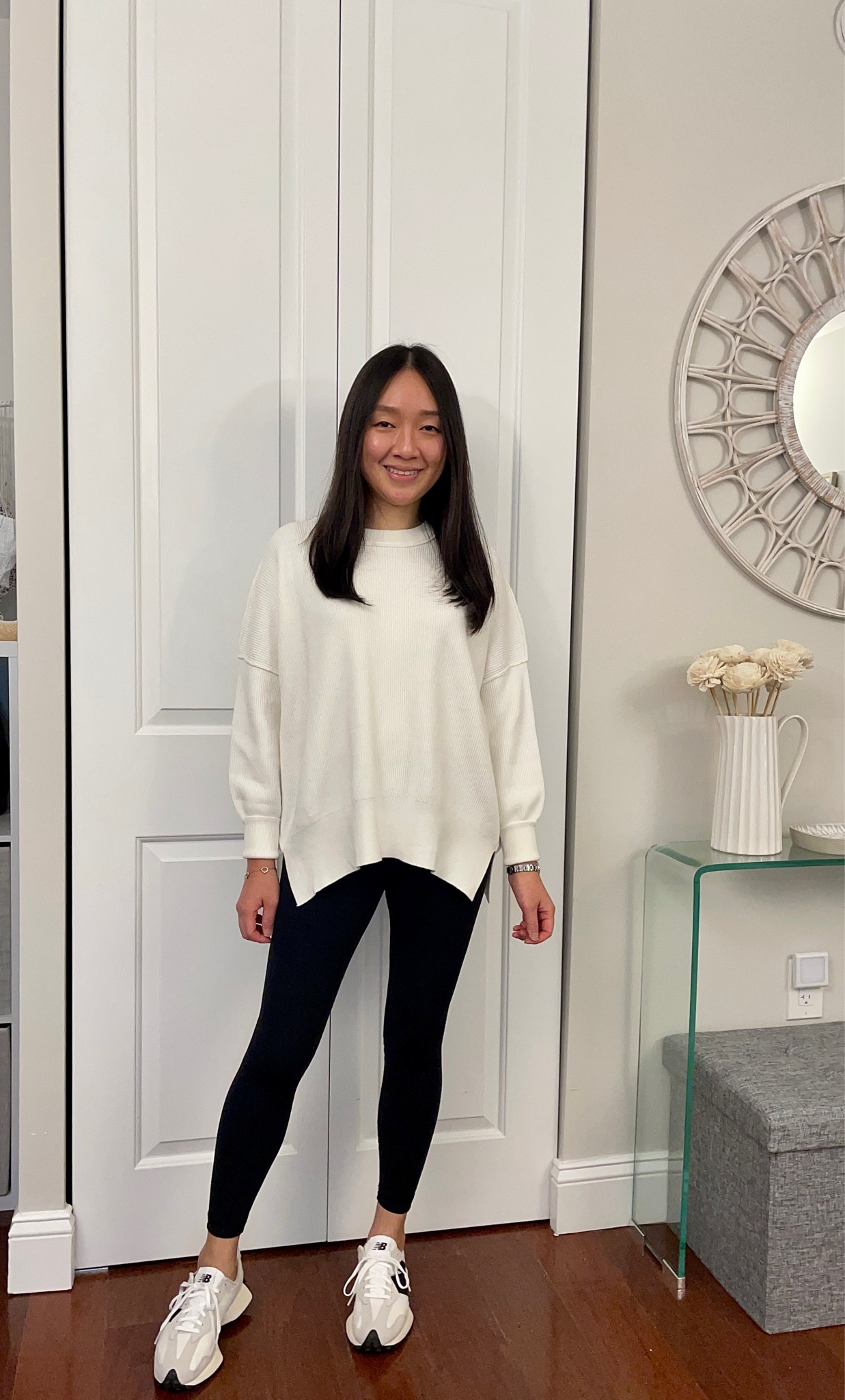 Sweater in size XS is an oversized fit. I'm 5' 2.5" and 115 pounds. 

#LTKFind #LTKunder50 #LTKSeasonal