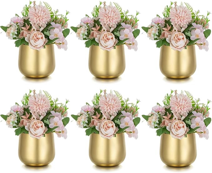 NUPTIO Small Gold Vases for Centerpieces: 6 Pcs 10cm Flower Trumpet Vase Vintage Compote Vase Met... | Amazon (CA)