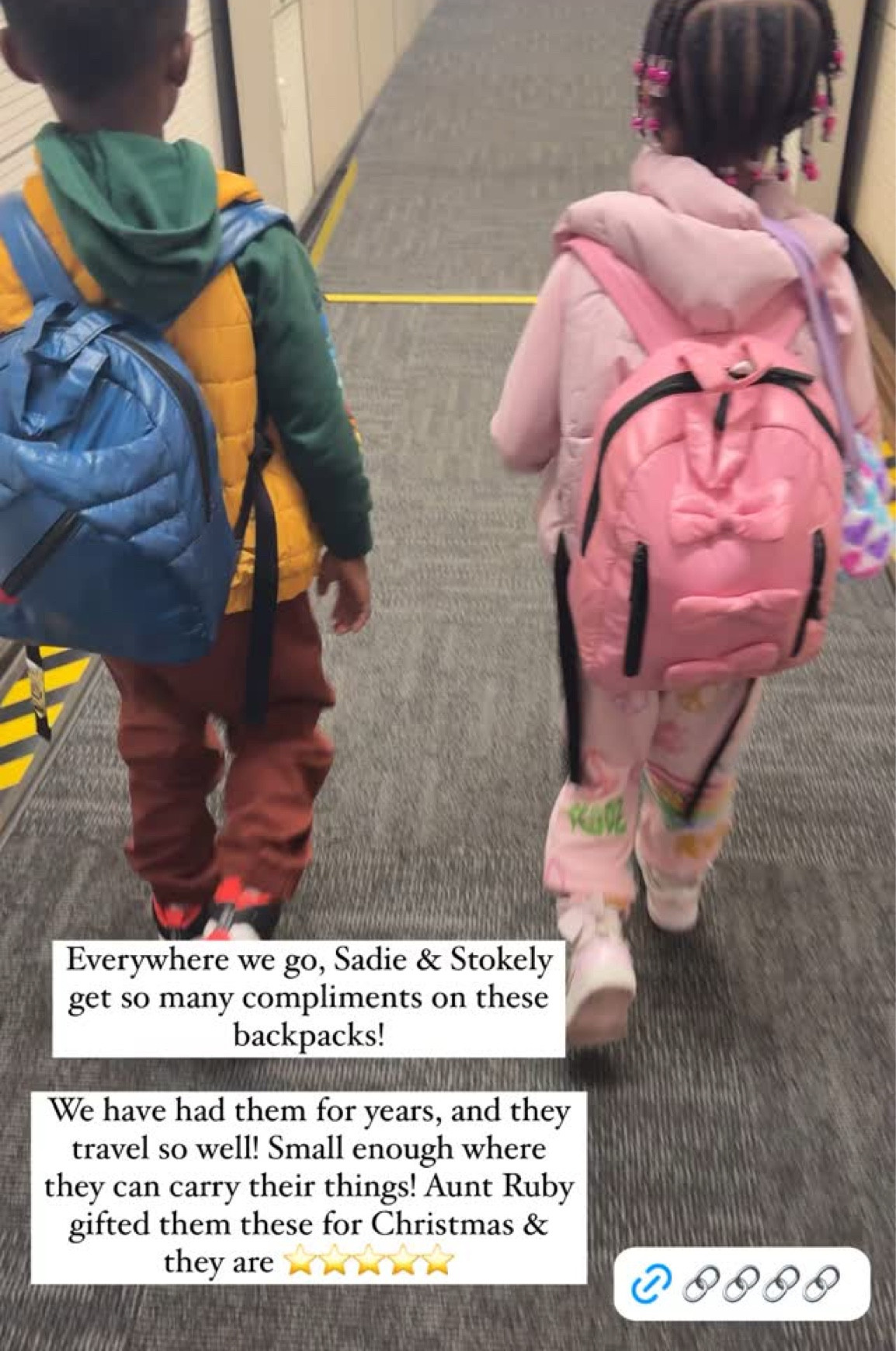Everywhere we go, Sadie & Stokely get so many compliments on these backpacks! 

We have had them for years, and they travel so well! Small enough where they can carry their things! Aunt Ruby gifted them these for Christmas & they are ⭐️⭐️⭐️⭐️⭐️ @bakarisellers 
@rubyruckercooper