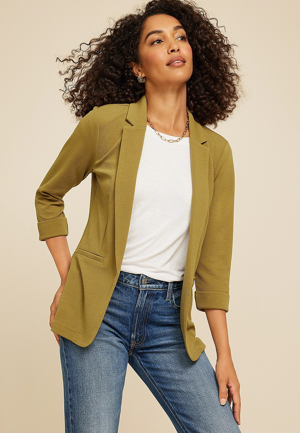 Versa Open Front Blazer | Maurices