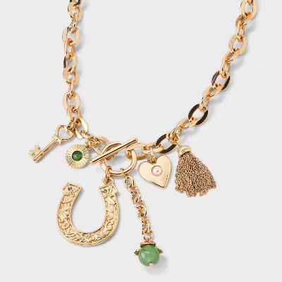 Lucky Horseshoe Charm Pendant Necklace - Universal Thread™ Gold | Target