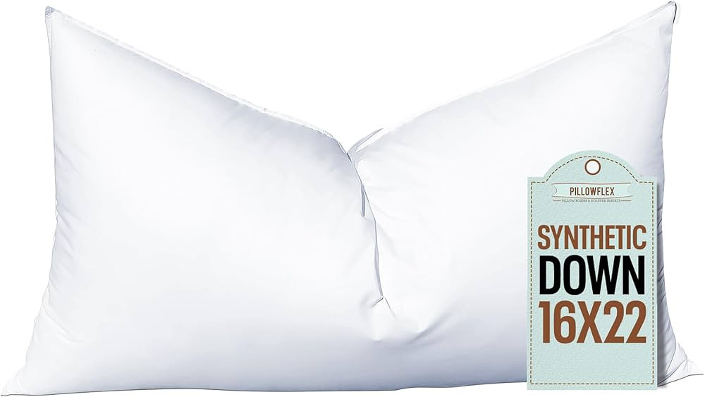 Pillowflex Synthetic Down Pillow Insert - 16x22 Down Alternative Pillow, Ultra Soft, Large Rectan... | Amazon (US)
