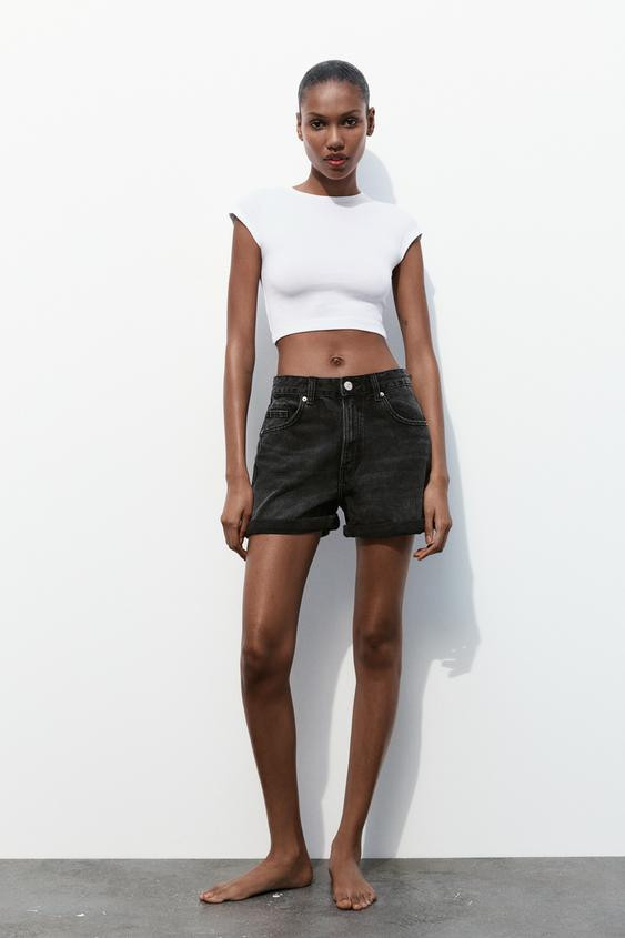 TRF HIGH-WAISTED MOM FIT DENIM SHORTS | Zara US