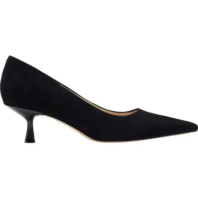 Marc Fisher LTD Calynna Pointed Toe Kitten Heel Pump in Black Smooth at Nordstrom, Size 5 | Nordstrom