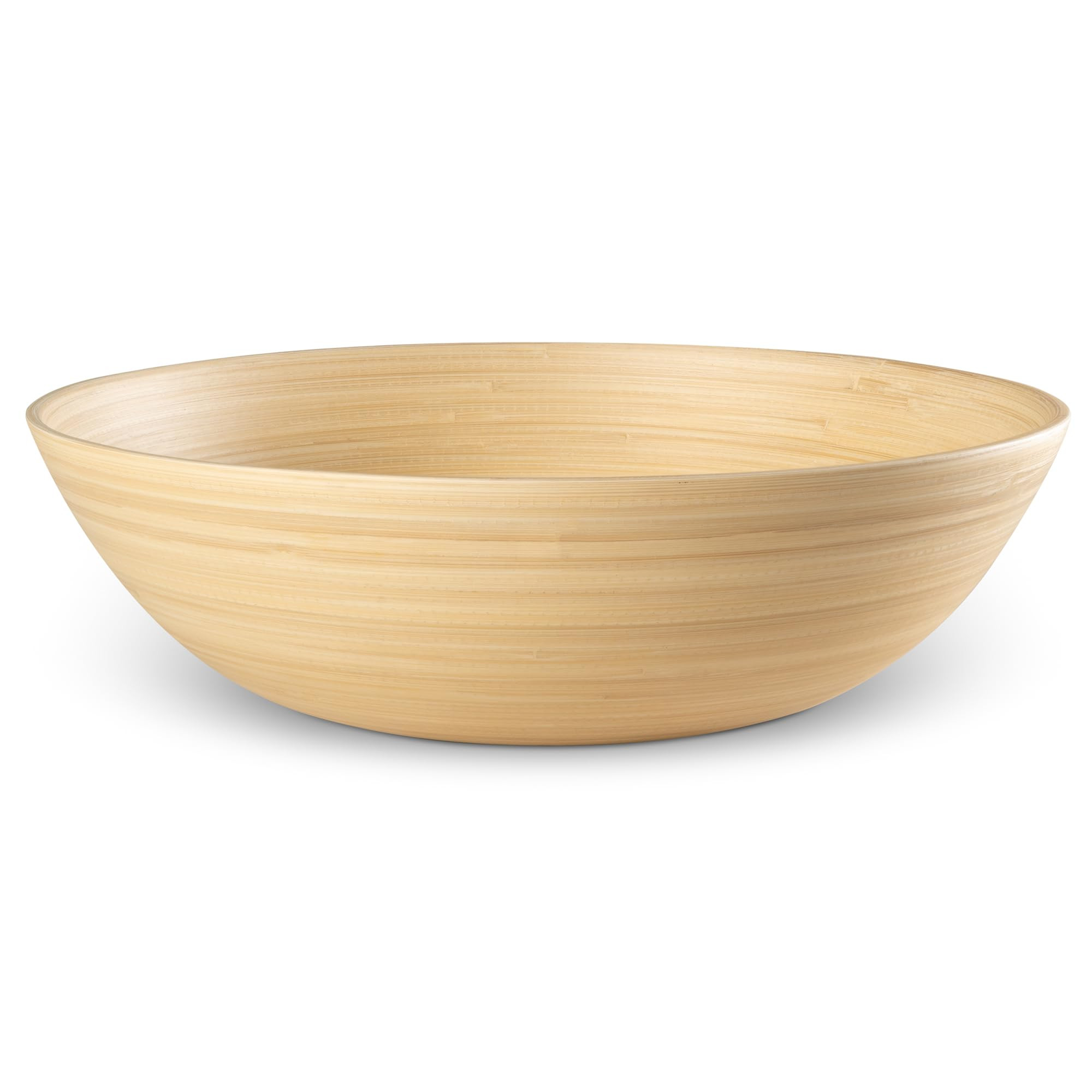 LEXA 12" Handmade Bamboo Salad Bowl – 130 oz Large Wooden Fruit Bowl for Kitchen Counter, Natur... | Amazon (US)